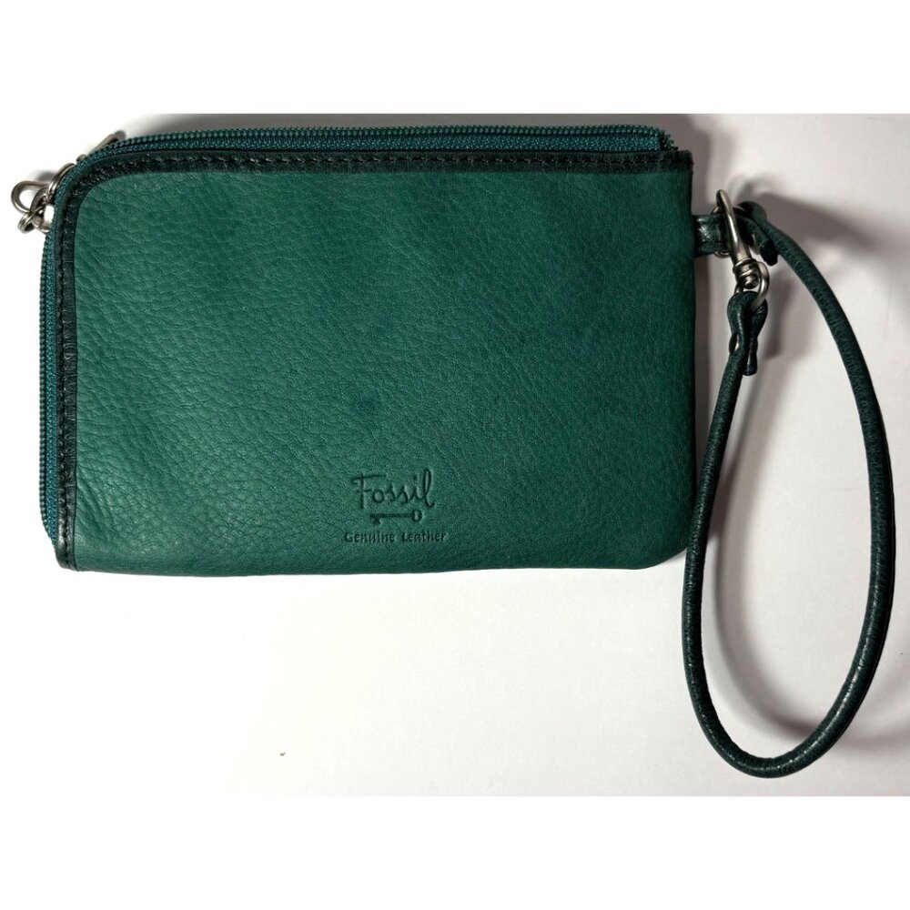 Fossil Genuine Leather Green Rectangular Wristlet… - image 2